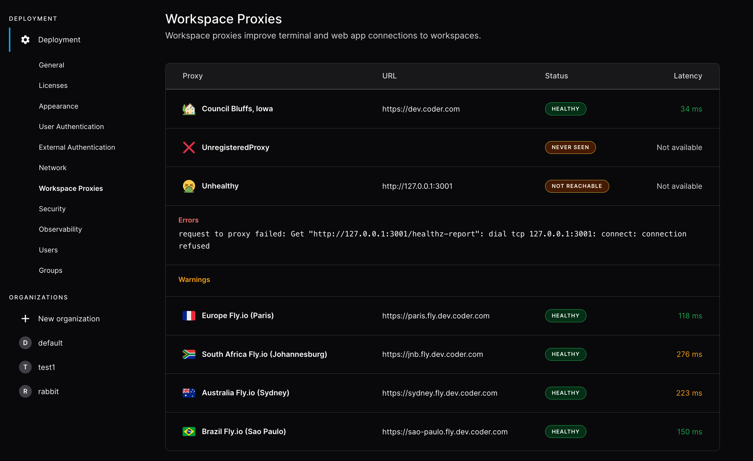 Workspace proxy picker