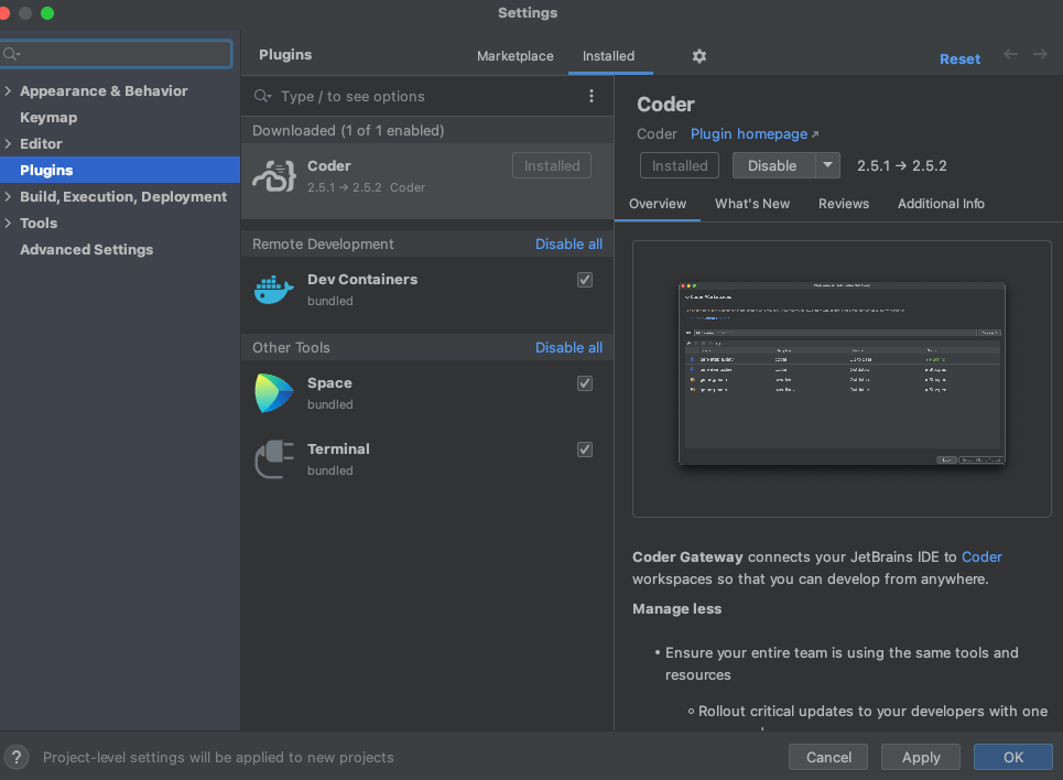 Gateway Settings and Marketplace