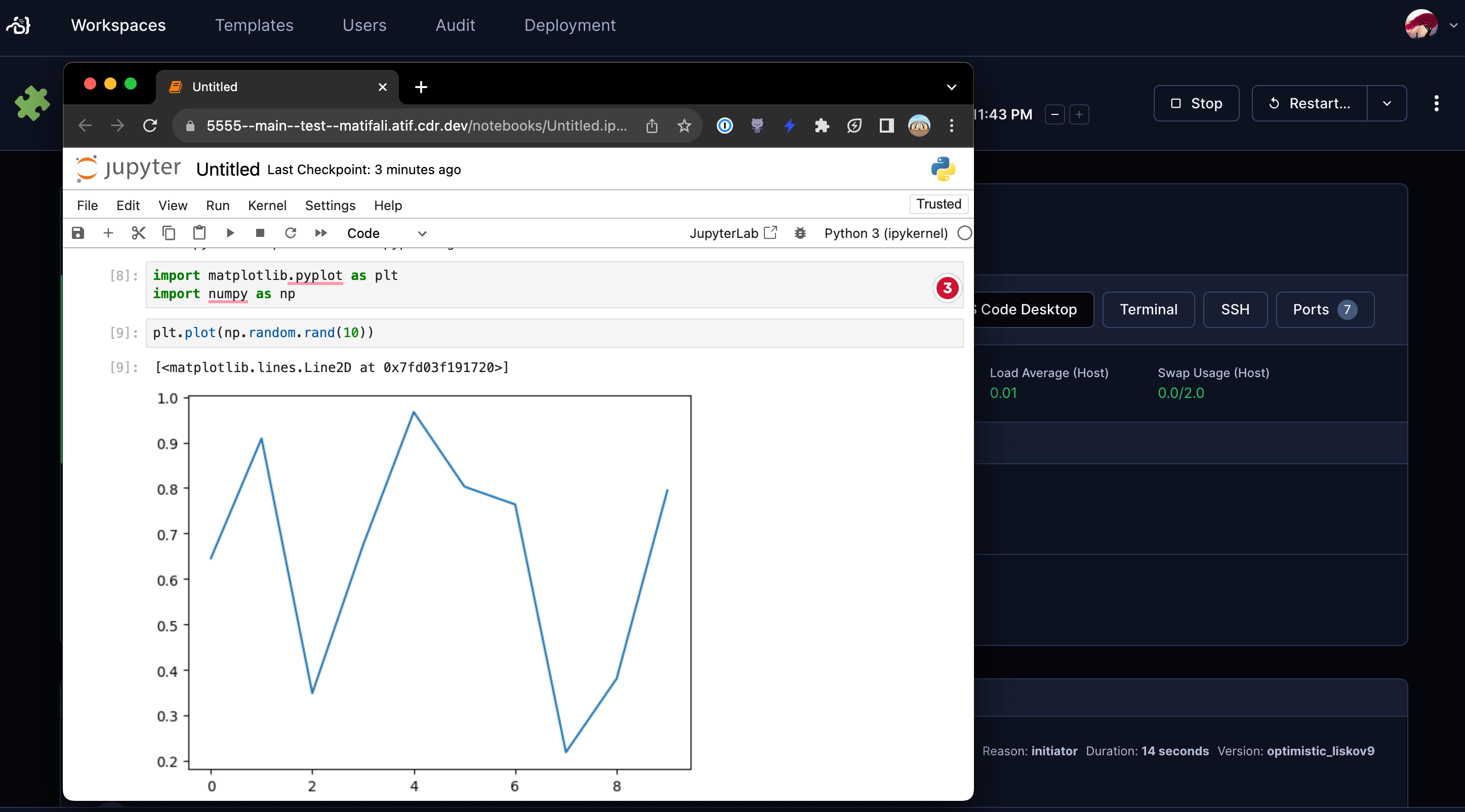 Jupyter Notebook in Coder